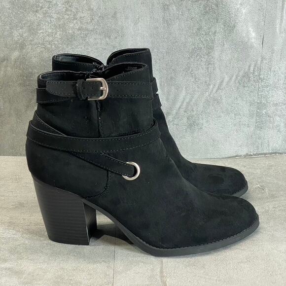 STYLE & CO Women's Black Microsuede Zolaa Memory Foam Block Heel Booties SZ 10 - Picture 4 of 8